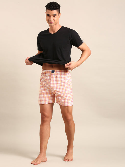 Red & Yellow Checked Cotton Boxer